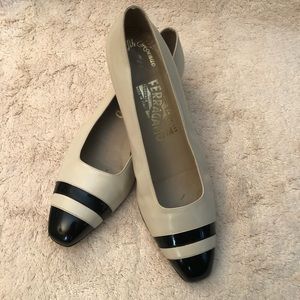 Salvatore Ferragamo for Saks Fifth Avenue Calf and Patent Princess Heel Shoes